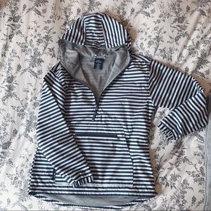 Blue and White Striped Windbreaker
